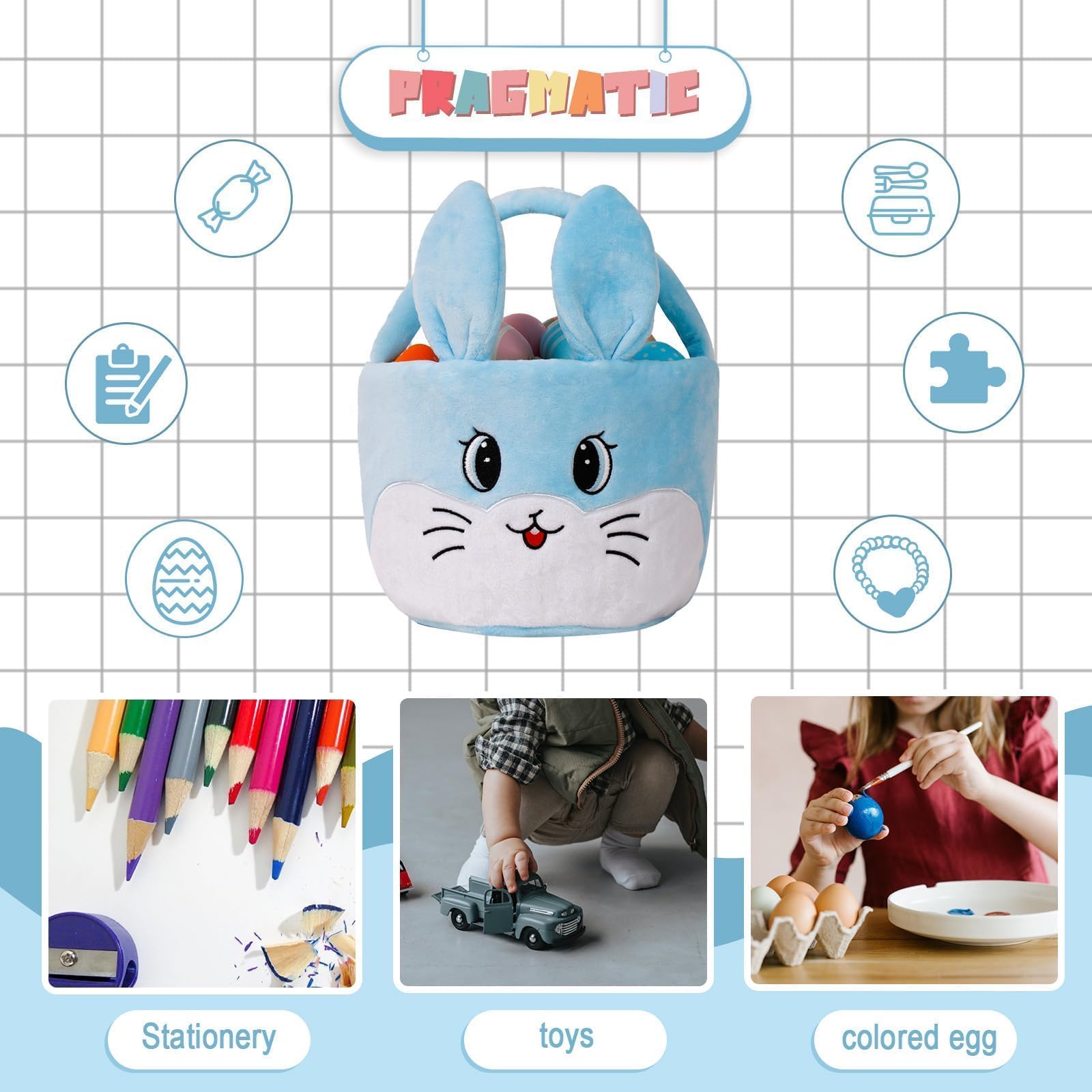 Wepop polyester Easter bag, easy to clean and reuse for future celebrations.