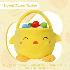 Wepop Easter Basket chick-side angle highlights plush fabric and charm.