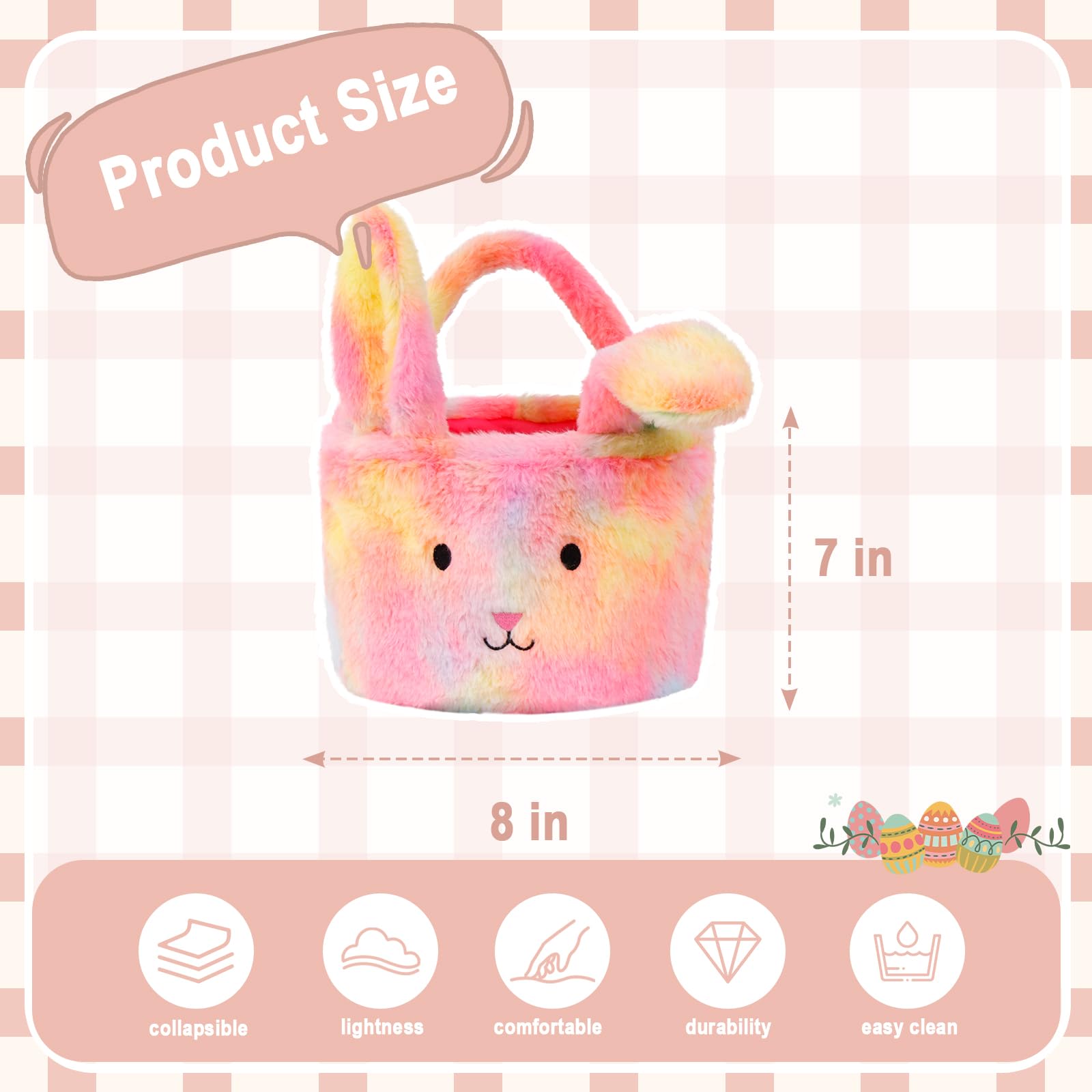 Wepop plush Easter bucket with folded bunny ears for easy carrying