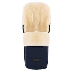 Werner Christ Flims Luxe footmuff navy full view showing universal buggy fit.