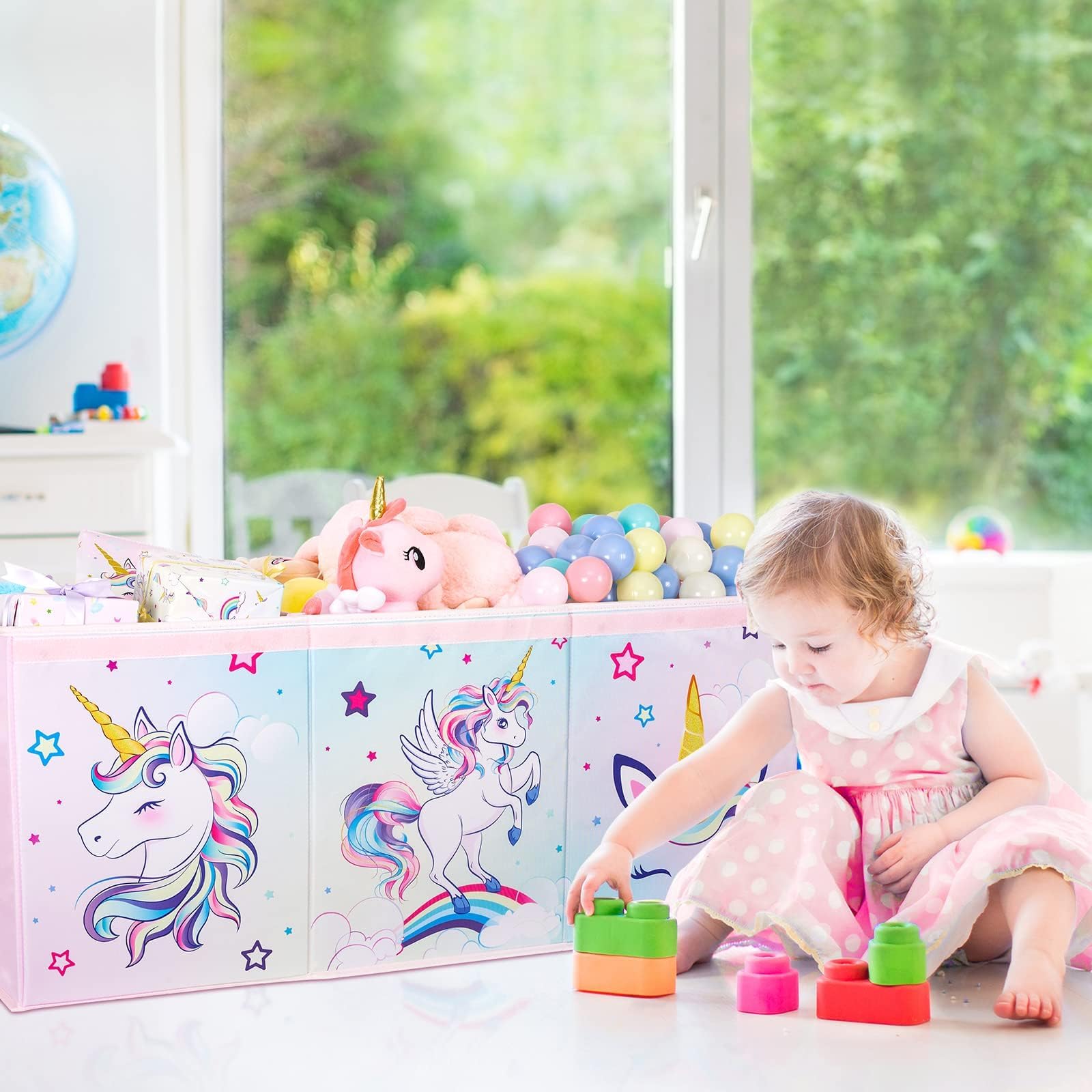 WERNNSAI toy chest large size label emphasizes ample space for toys, books, and clothes.