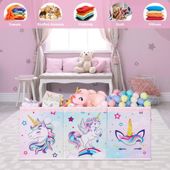 WERNNSAI unicorn toy chest dividers inside shows organized separation with removable sections.