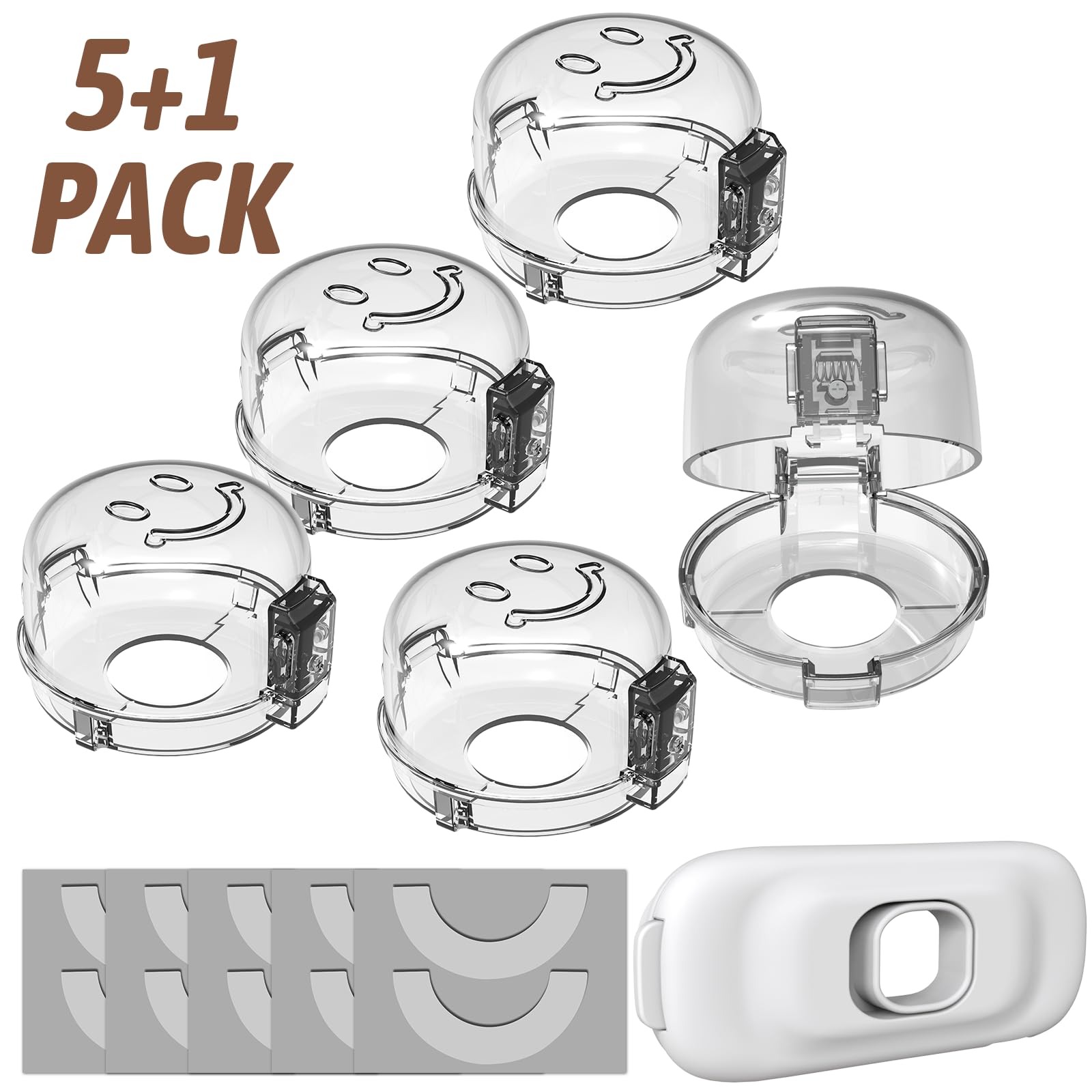 Wesiop knob covers compact storage with easy removal using residue-free adhesives.