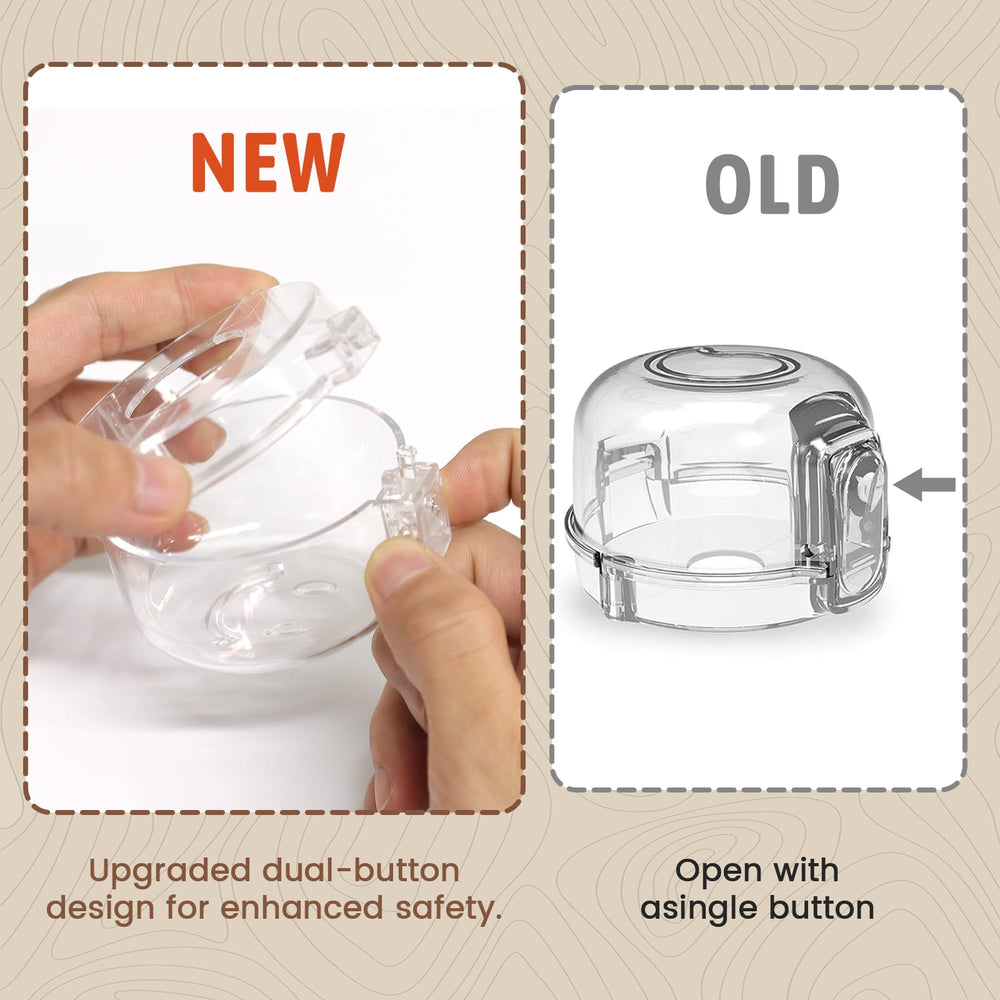 Wesiop stove knob covers clear material illustrating durability and visibility of controls.