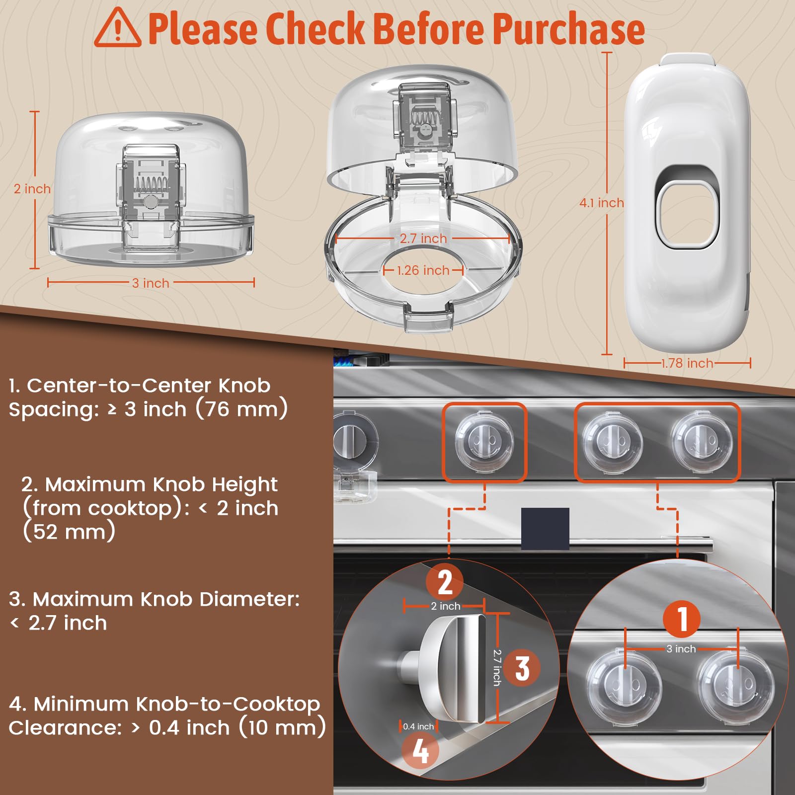 Wesiop stove knob covers different knob sizes demonstrates universal compatibility.