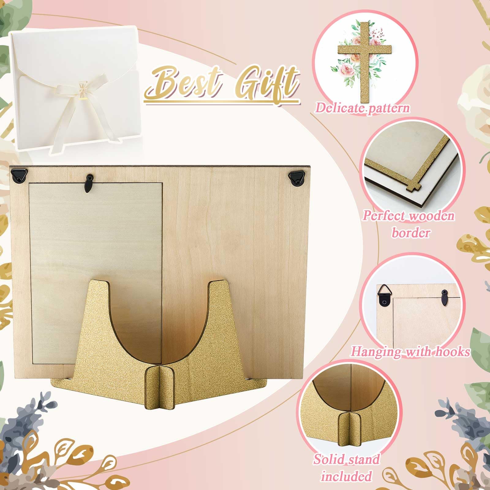 Wesiti Baptism Frame cross design closeup highlights sacred motif and print.
