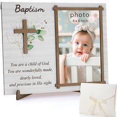 Wesiti baptism frame leaf crest front for a cherished keepsake display