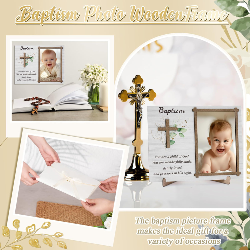 Wesiti baptism frame tabletop display shows family moments
