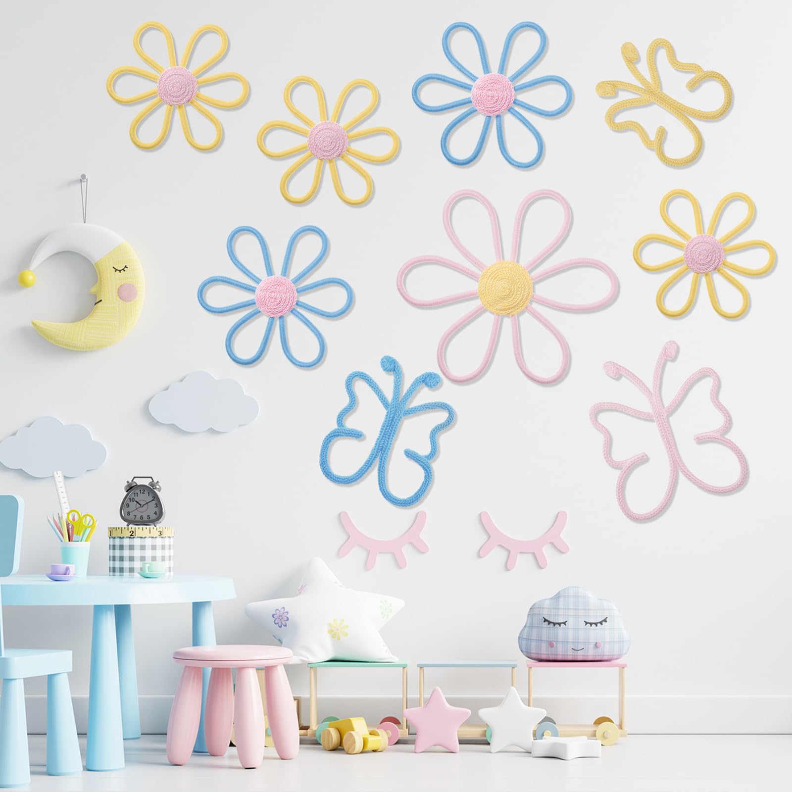 Wesiti butterfly-19cm woven wall hanging provides whimsical bedroom accent.