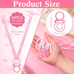 Wesiti pink pacifier necklace close-up showing smooth, skin-friendly acrylic.