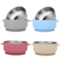 Wesketch 4-pack baby bowls with suction on table for mess-free feeding