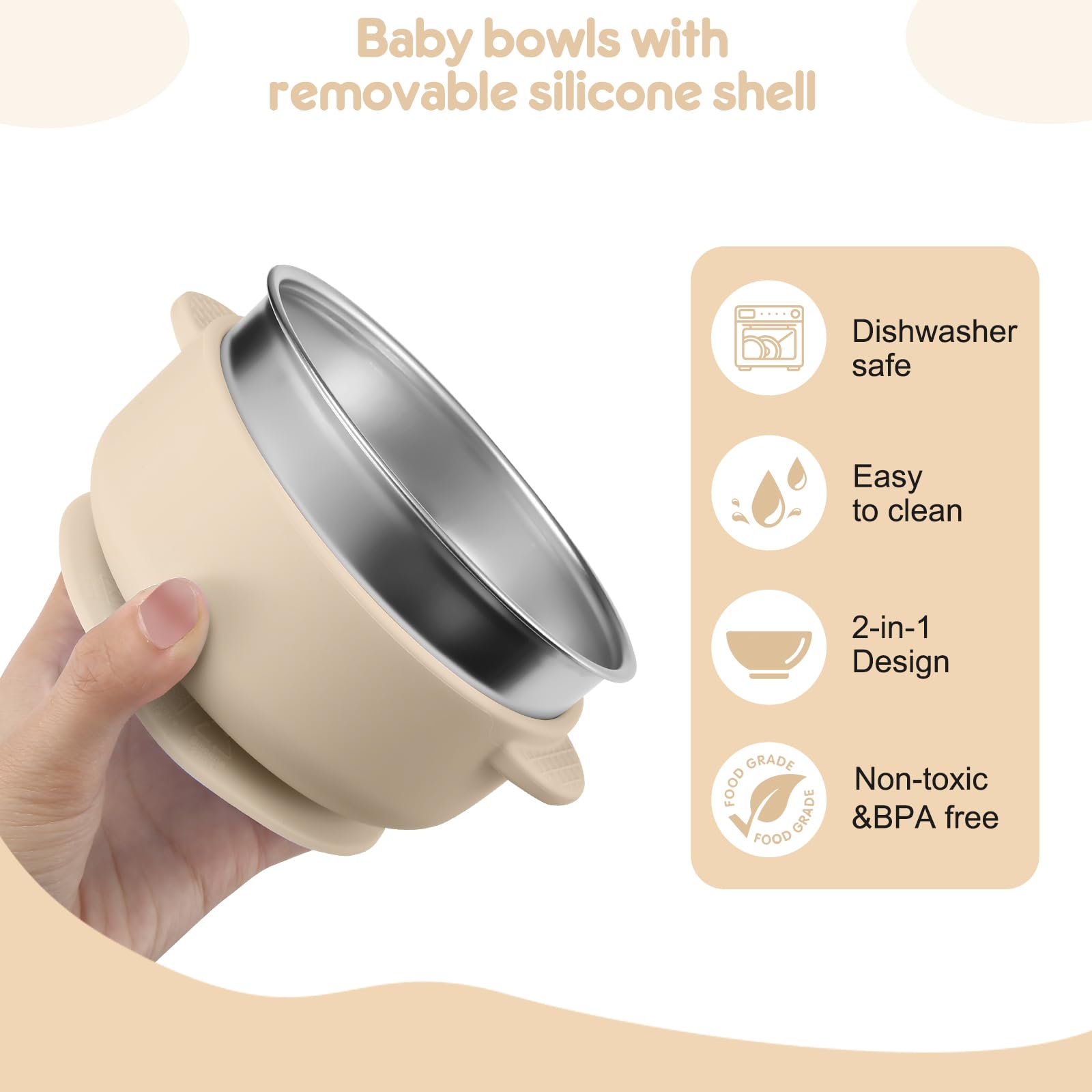 Wesketch baby mealtime with bowls demonstrates practical gift option for new parents.