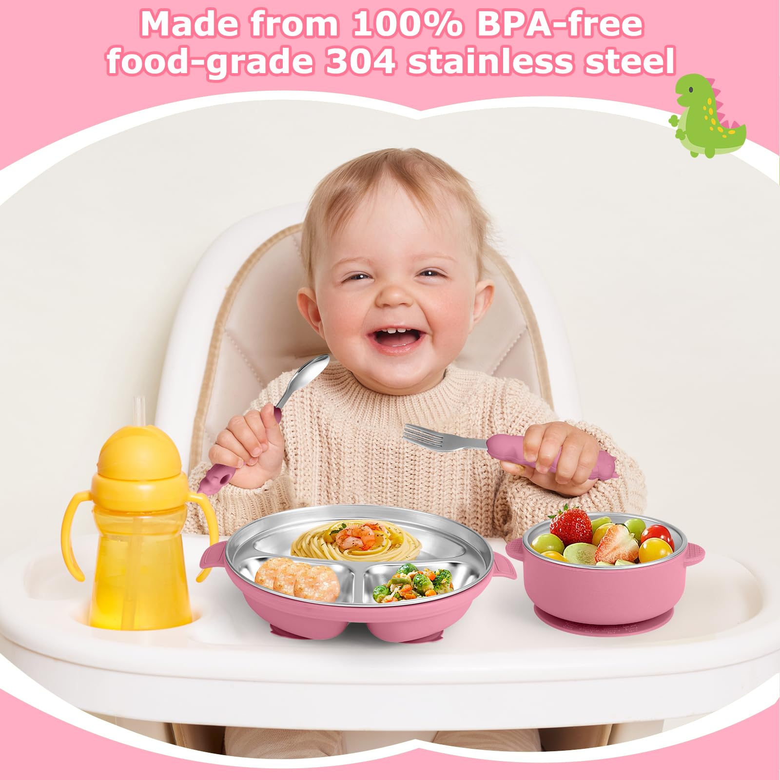 Wesketch BPA-free 304 stainless steel dish ensures safe dining.