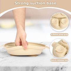 Wesketch divided baby plate silicone shell cream demonstrates portion control and easy-clean design.