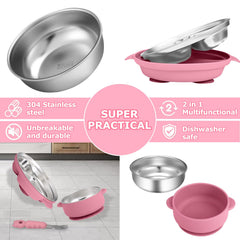Wesketch divided toddler plate keeps foods separate for balanced meals.
