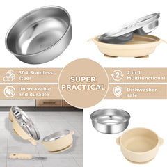 Wesketch non-slip suction cream demonstrates grip on a table surface during meals.