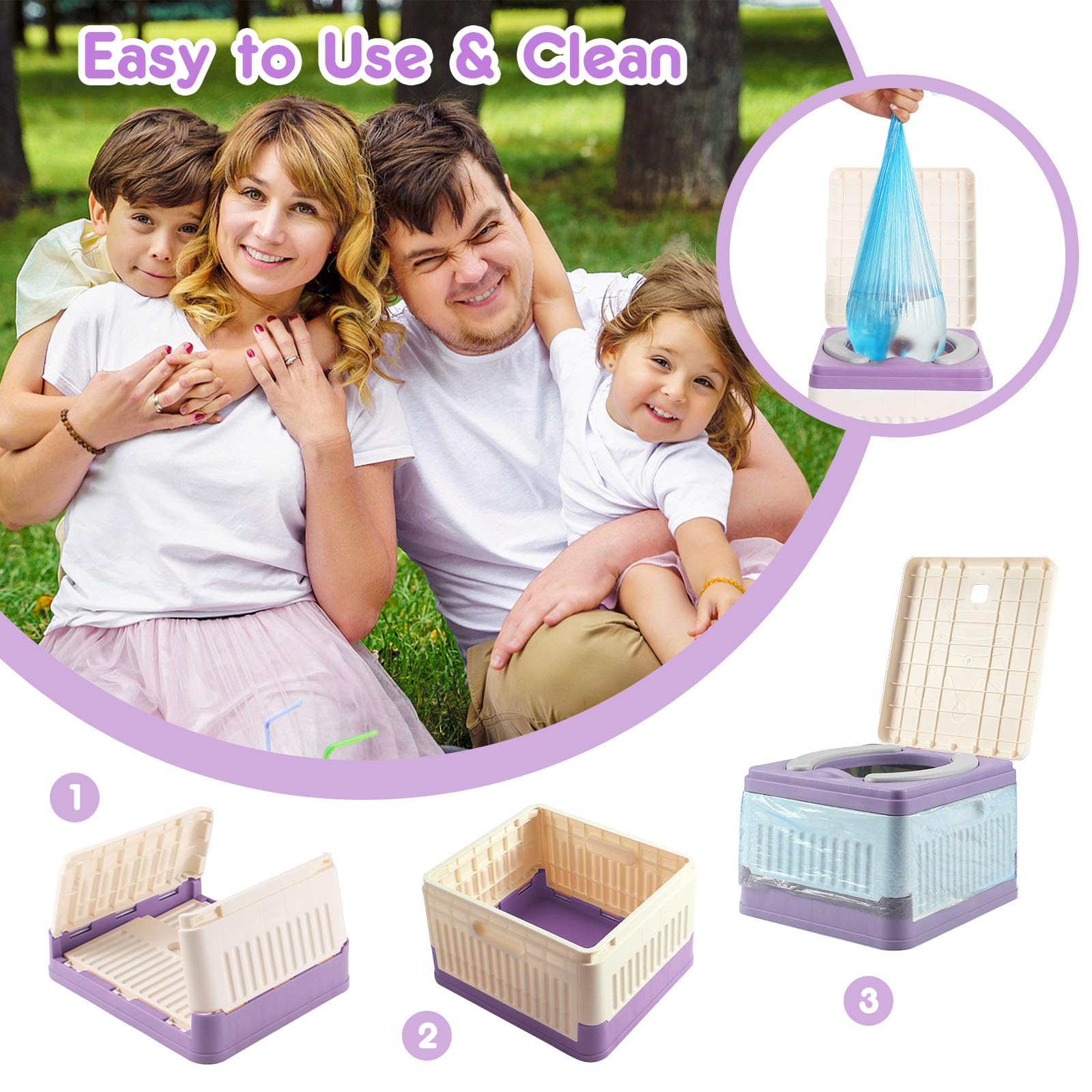 Wesketch portable potty supports kids on camping or road trips.