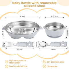 Wesketch removable silicone shell gray plate supports easy, safe feeding.