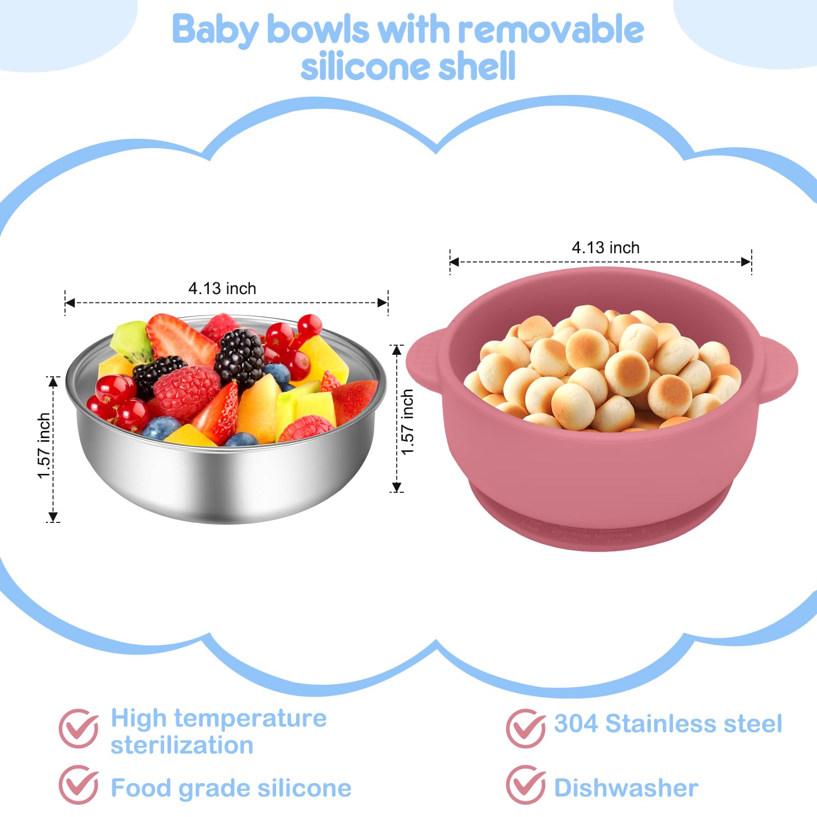 Wesketch Skyblue and Red bowls attract babies during feeding.