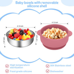 Wesketch Skyblue and Red bowls attract babies during feeding.