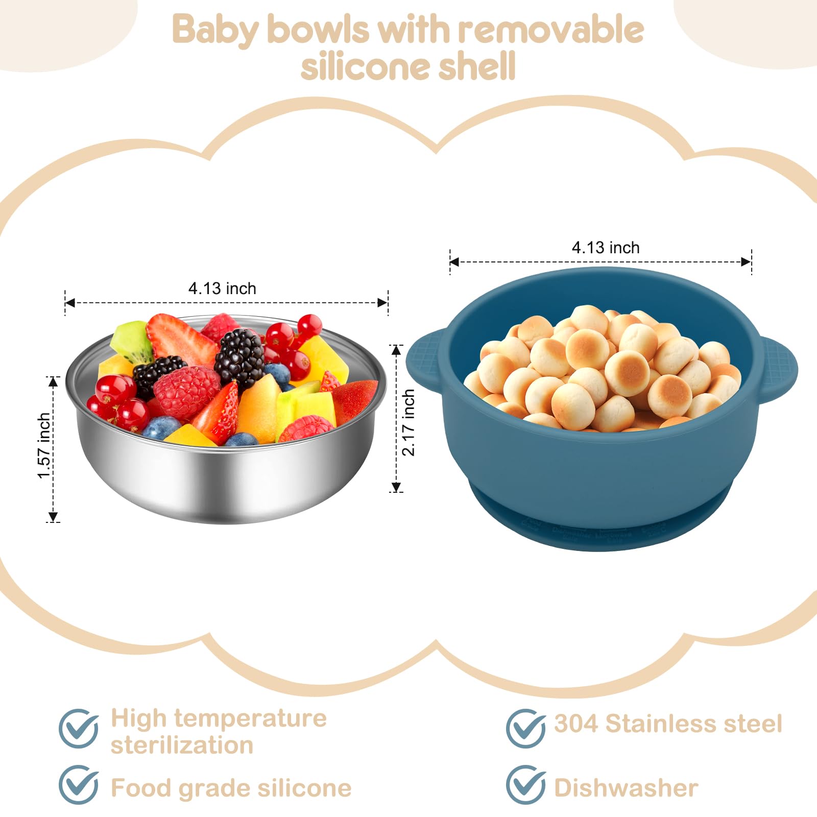 Wesketch stainless steel bowl close-up shows rust-proof, odor-free material.