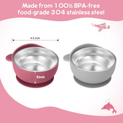 Wesketch suction shell base grips flat surfaces to prevent spills during feeding.