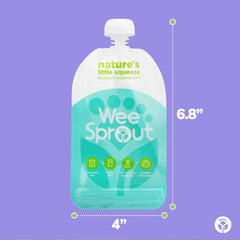 WeeSprout green pouches wide-opening fill view highlights easy filling and prep