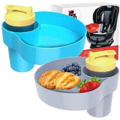 WeteamnoI 2-pack kids car seat snack tray with cup holder keeps snacks organized during road trips