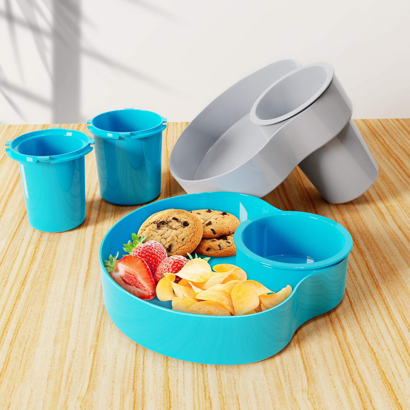 WeteamnoI gray-blue travel snack tray design complements car interiors while traveling