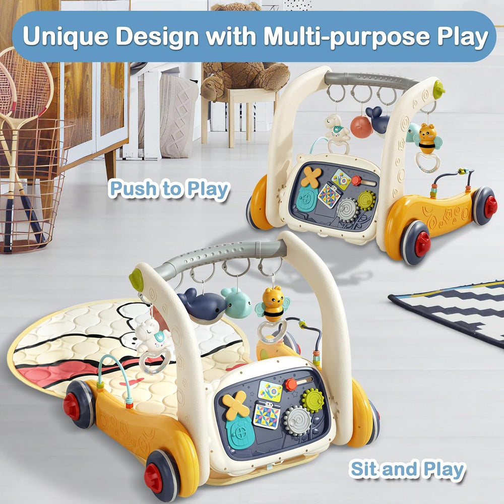 Wetoylst adjustable-height-handle image illustrates growing with baby through adjustable support during play.