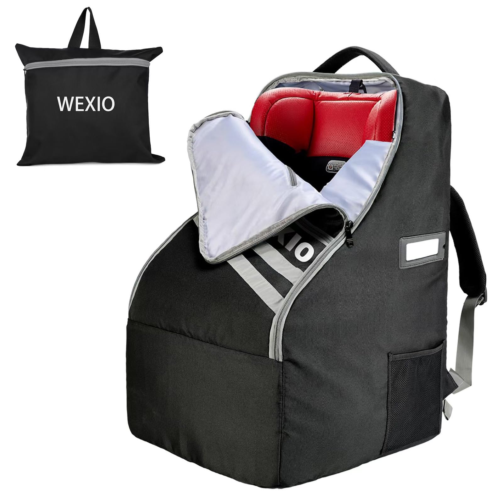 WEXIO 360° thick padded car seat bag front view with all-around travel protection.