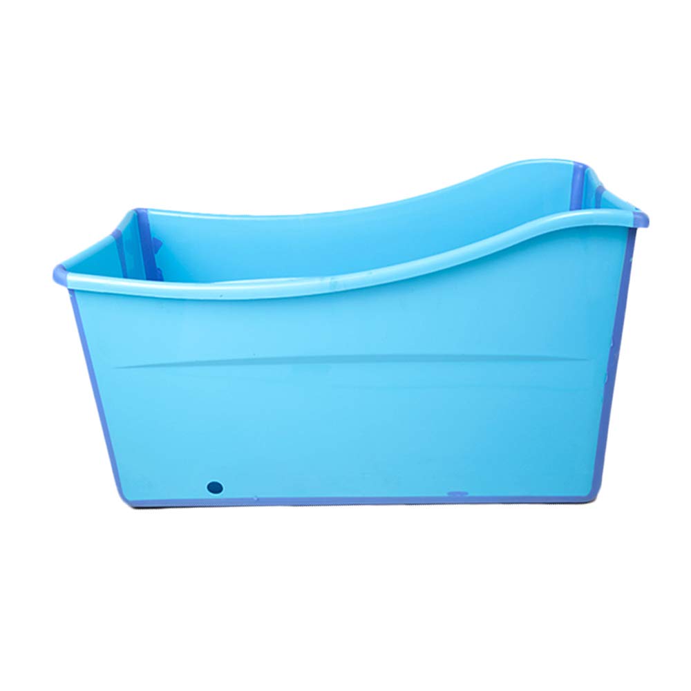 Weylan Tec large foldable bath tub blue in a compact space-saving setup.