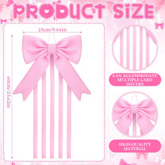 Weysat pink bow holder close-up showing durable fabric and ribbon loops.