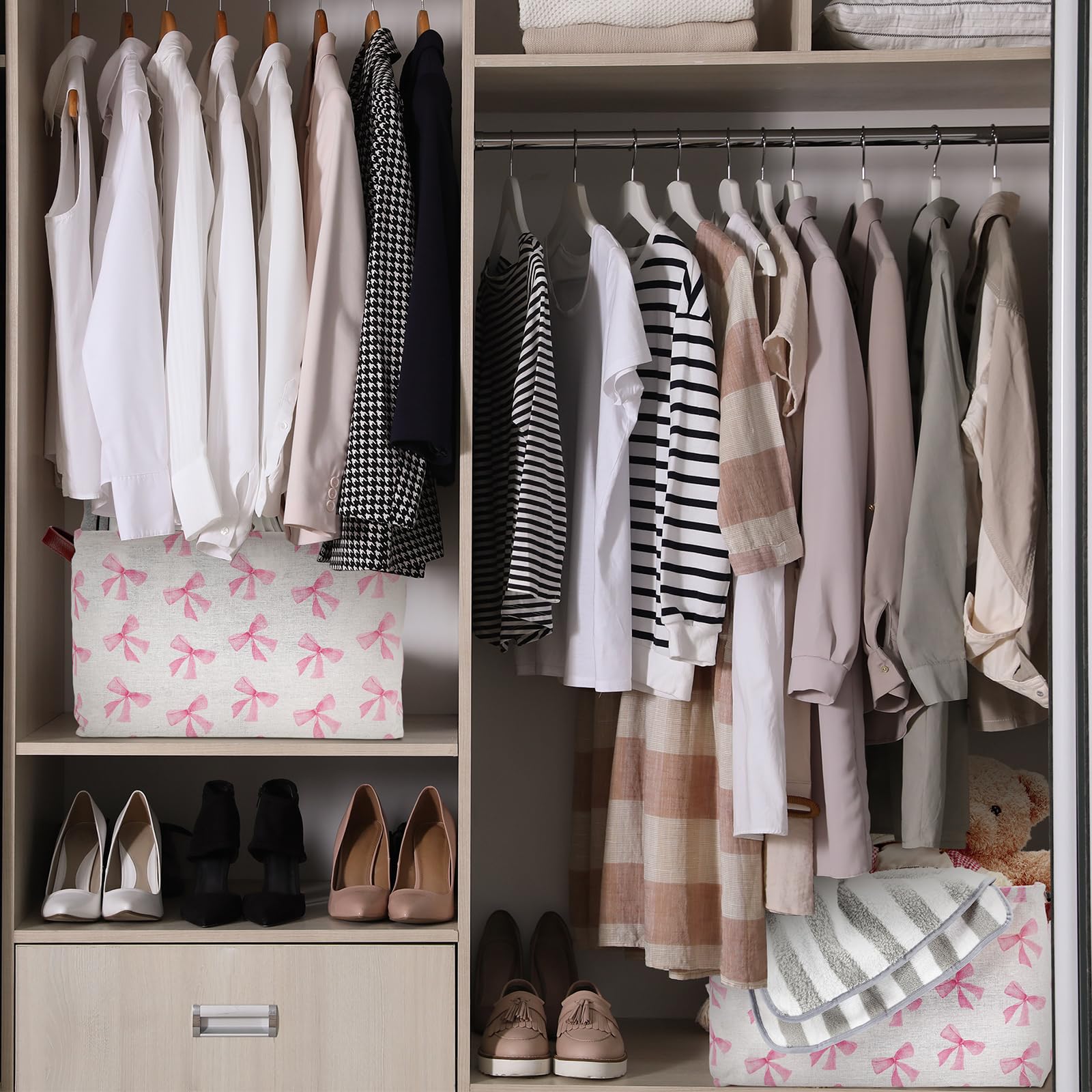 Weysat Coquette Bow Storage Basket two-pack doubles organization across rooms.