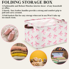 Weysat Coquette Bow Storage Basket waterproof lining protects contents.