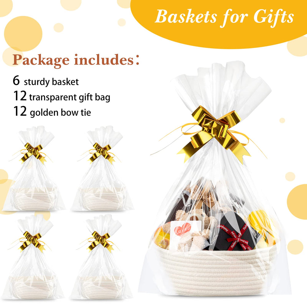Weysat cotton rope baskets with handles for easy transport.