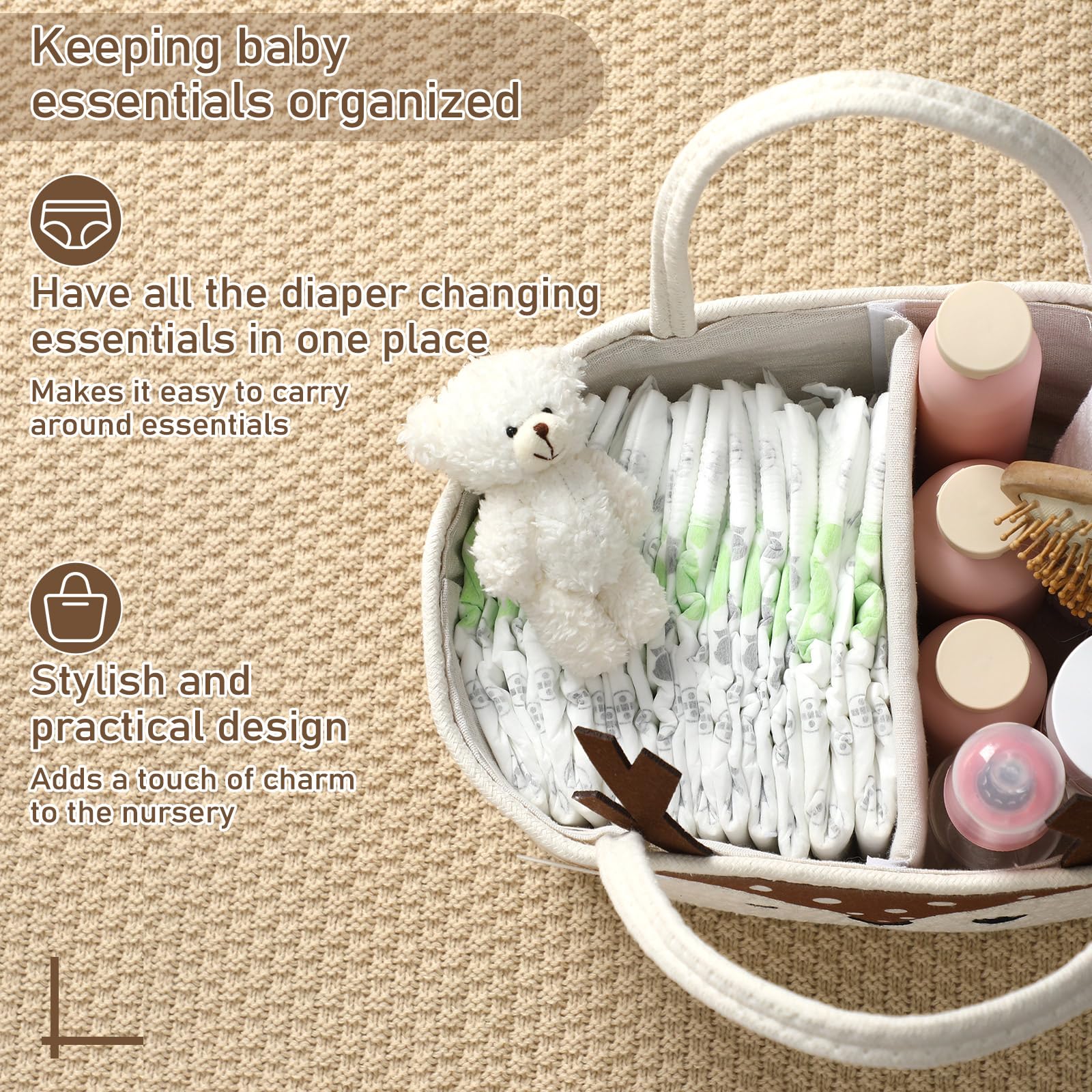 Weysat cotton rope diaper caddy durable weave suited for daily nursery use