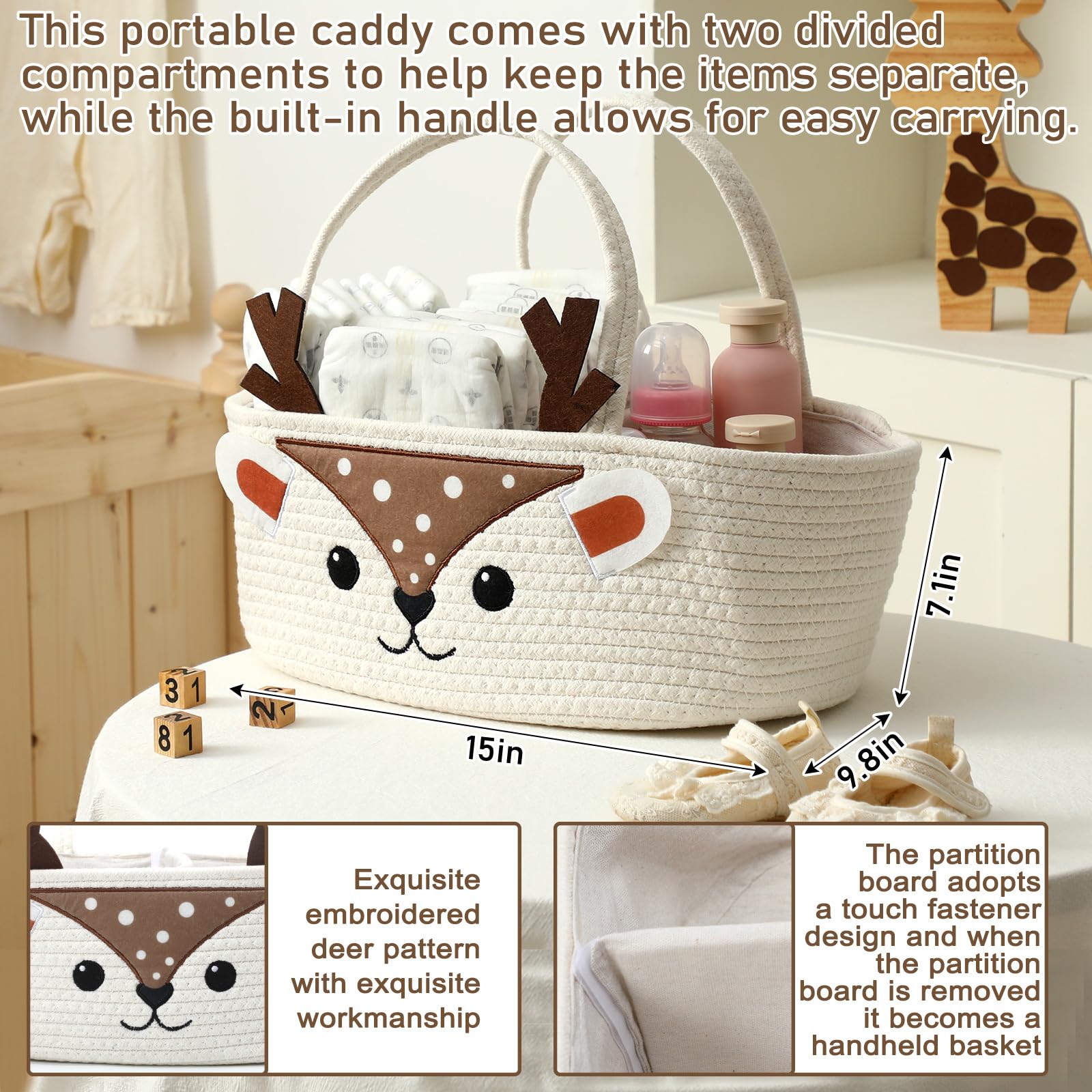 Weysat cute deer diaper caddy folded package demonstrates compact packaging and quick setup