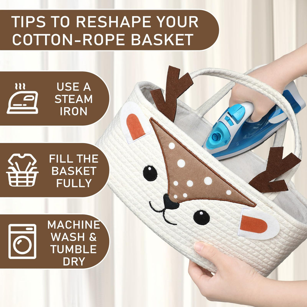Weysat deer nursery decor diaper caddy highlights woodland charm with practical storage