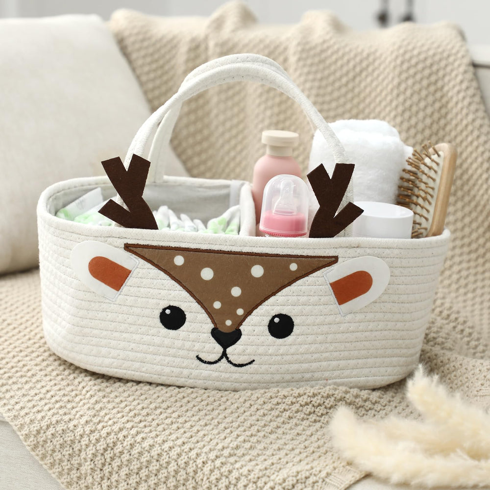 Weysat machine-washable cotton rope caddy simplifies cleaning and long-lasting nursery use