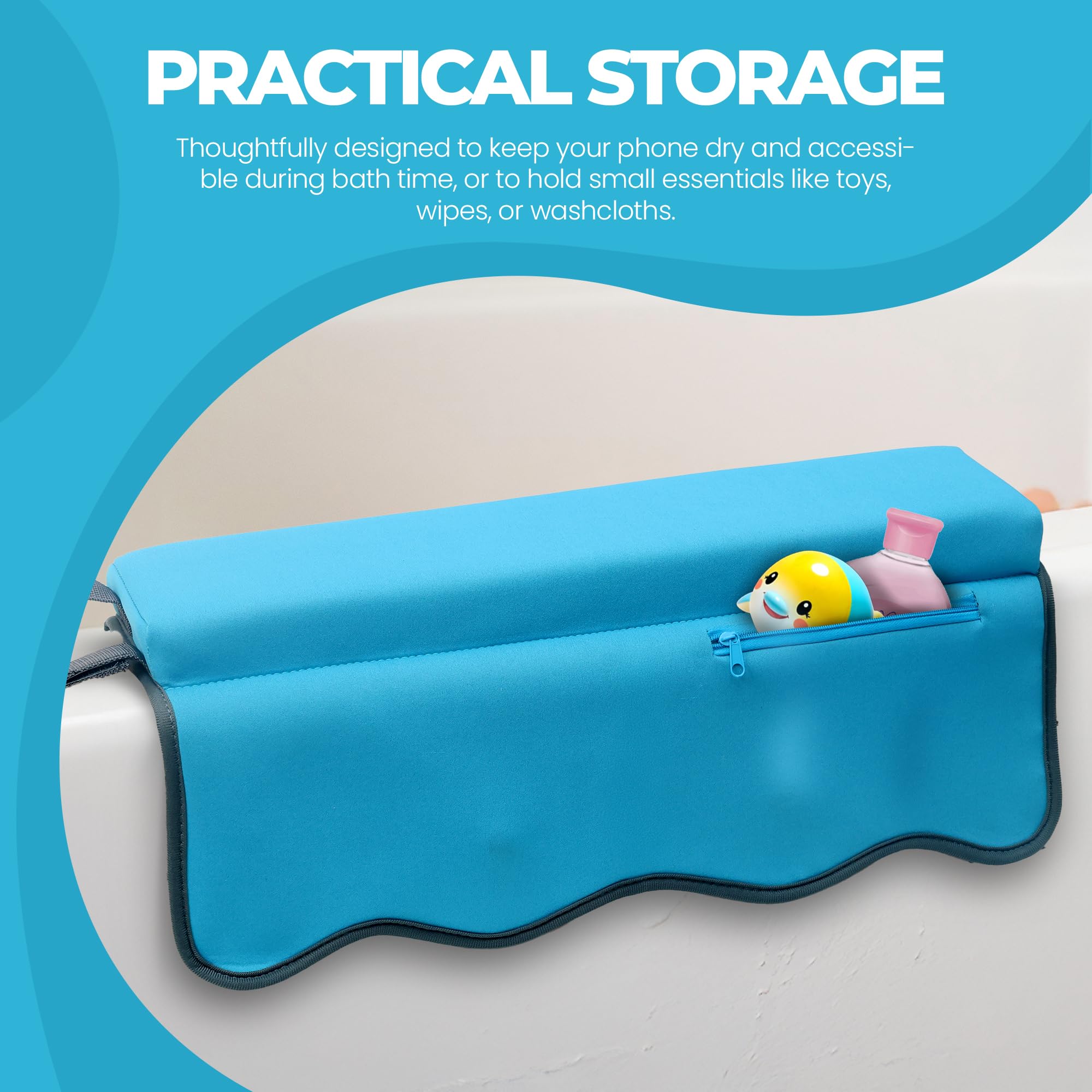 Whale Baby Bath Kneeler elbow rest shows comfortable arm support