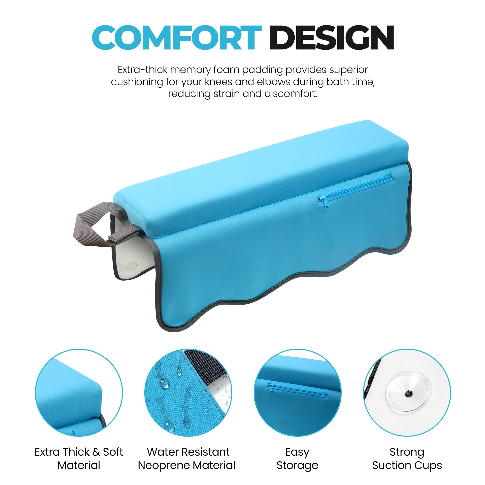 Whale Baby Bath Kneeler pocket storage highlighting neoprene pocket