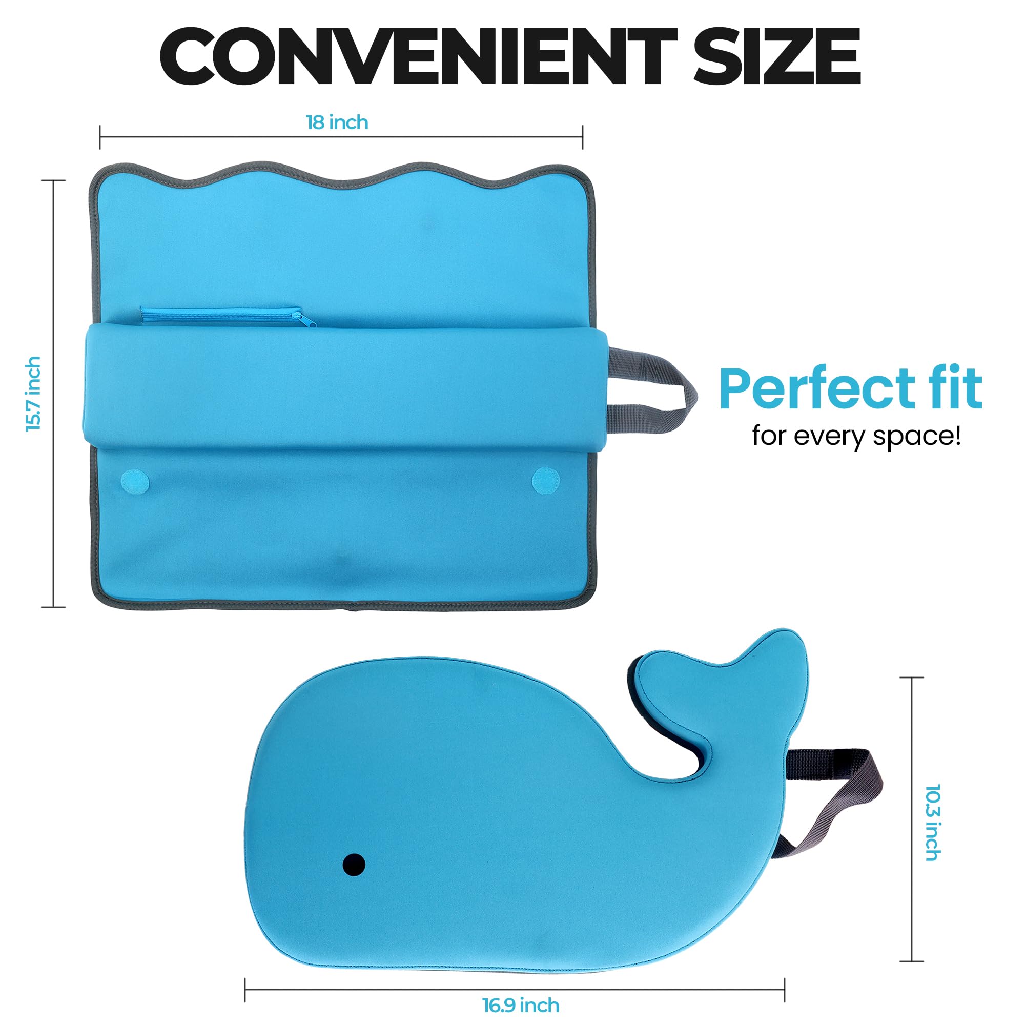 Whale Baby Bath Kneeler waterproof material protects foam during splashes