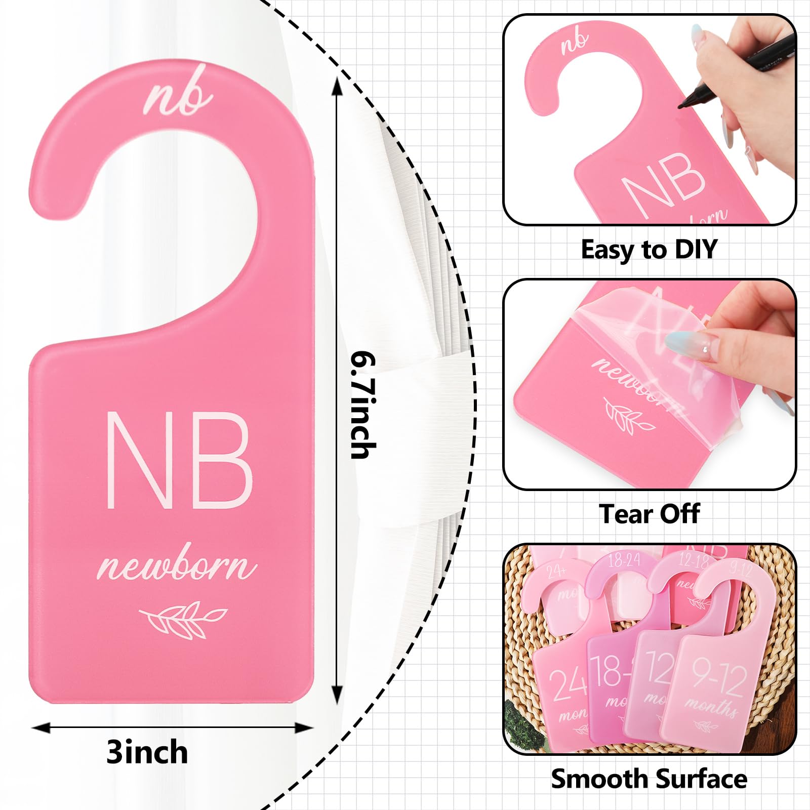 Whaline pink divider stack illustrating gradient color for size sorting