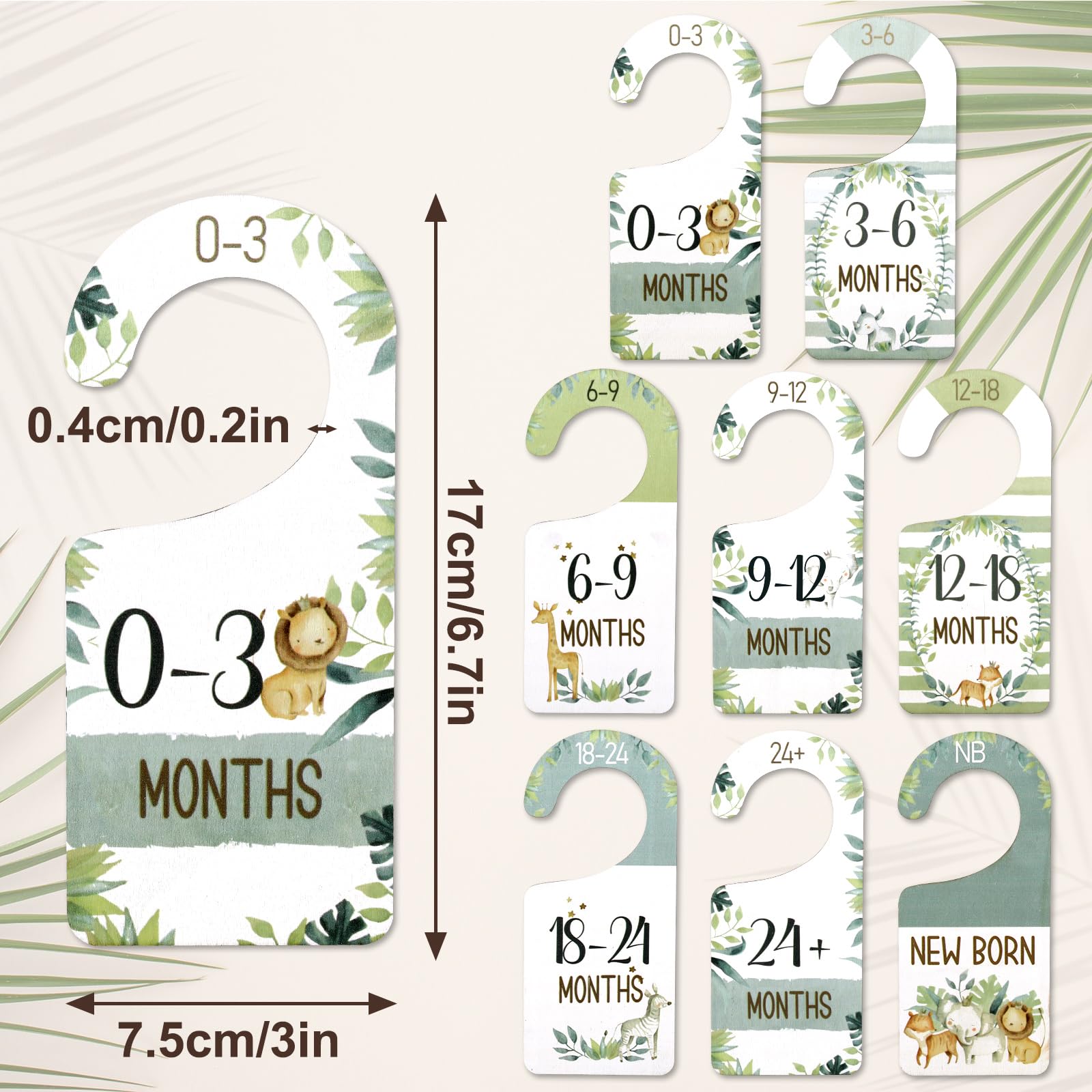 Whaline jungle animals pattern divider closeup on wood