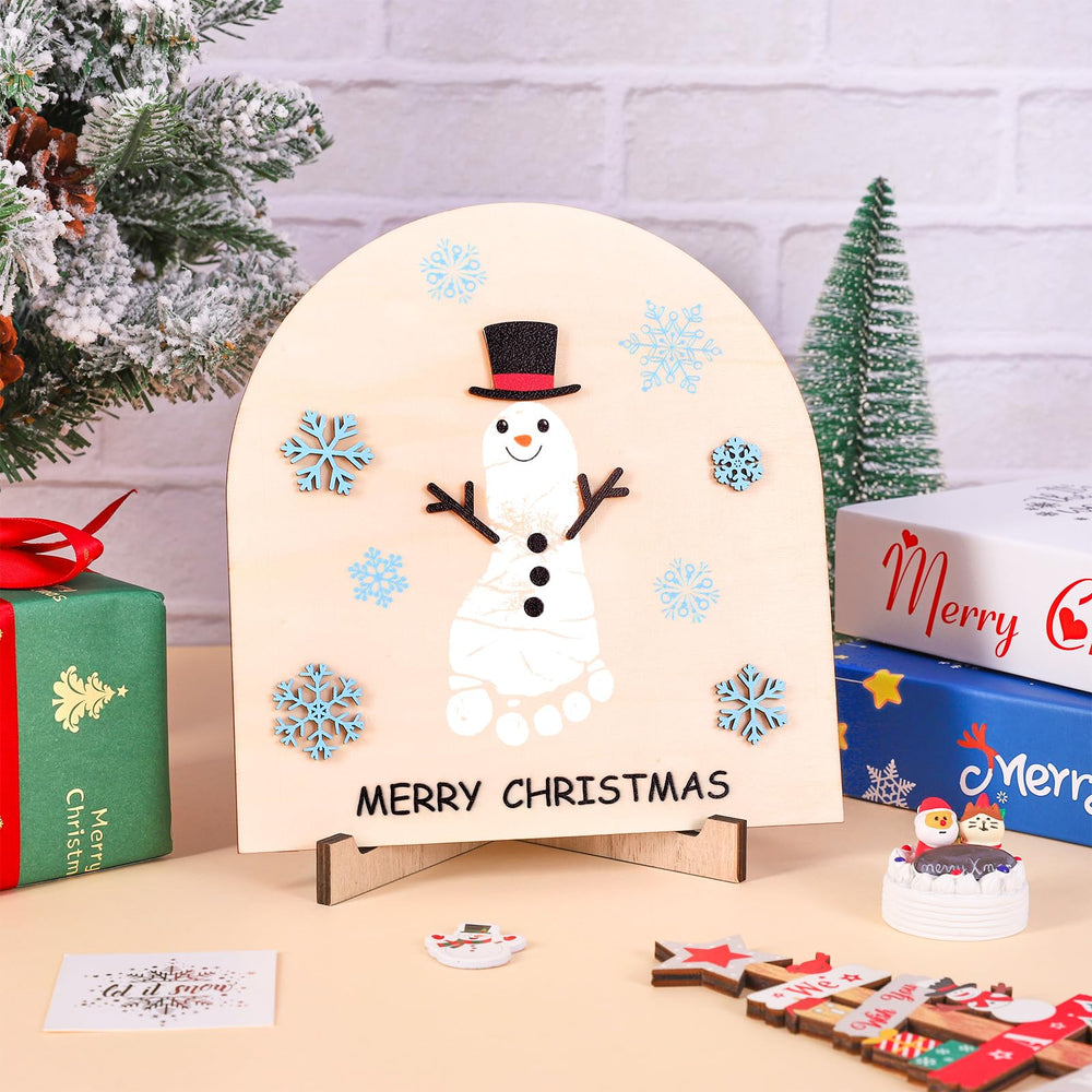 Whaline First Christmas Sign with Merry Christmas text, festive snowflakes for photos