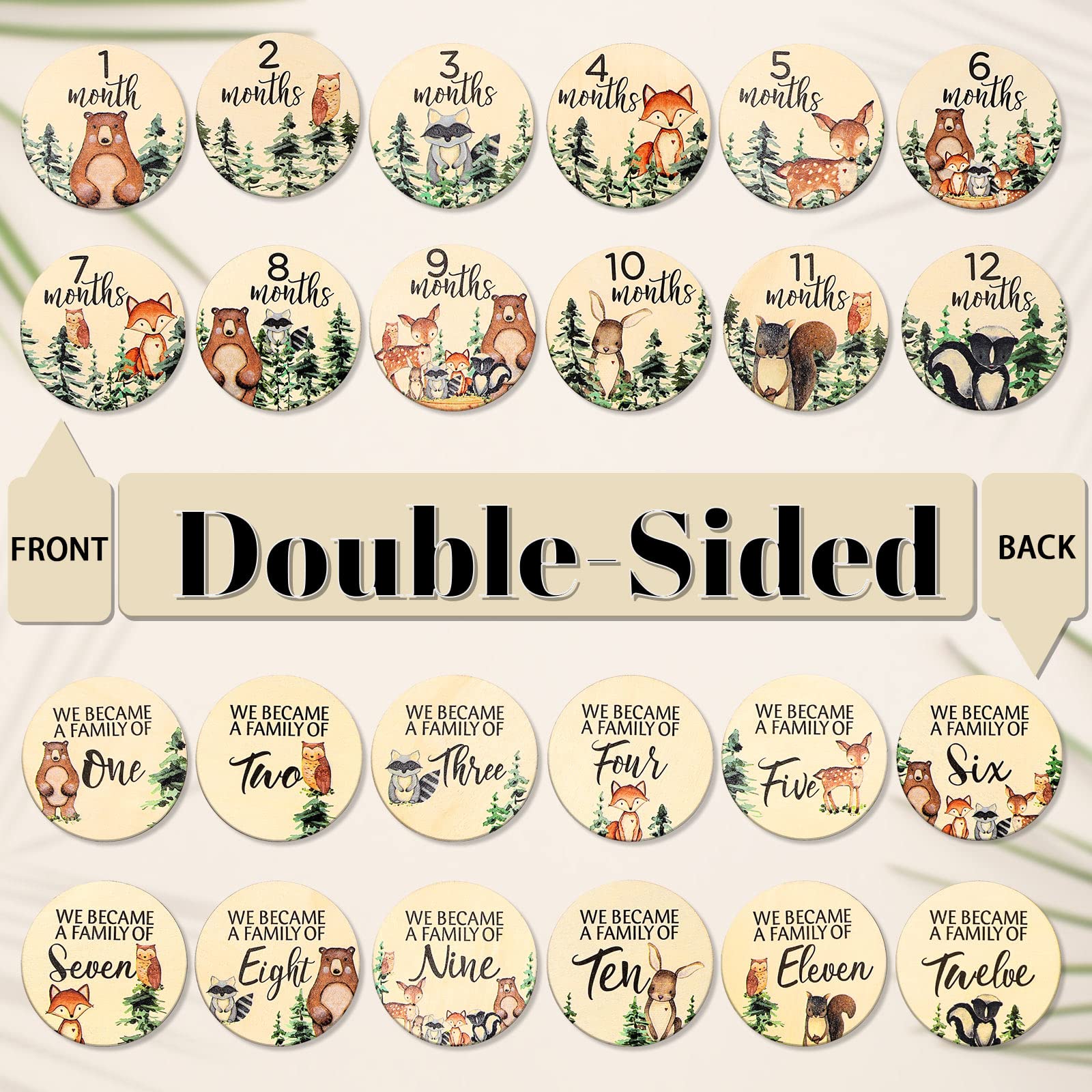 Whaline double-sided milestone discs for rustic monthly records and adorable baby photos.