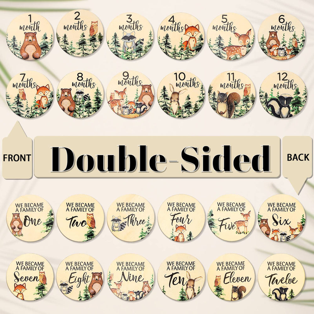 Whaline double-sided milestone discs for rustic monthly records and adorable baby photos.