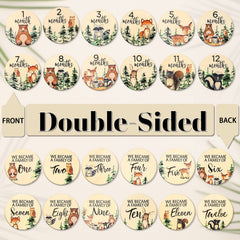 Whaline double-sided milestone discs for rustic monthly records and adorable baby photos.