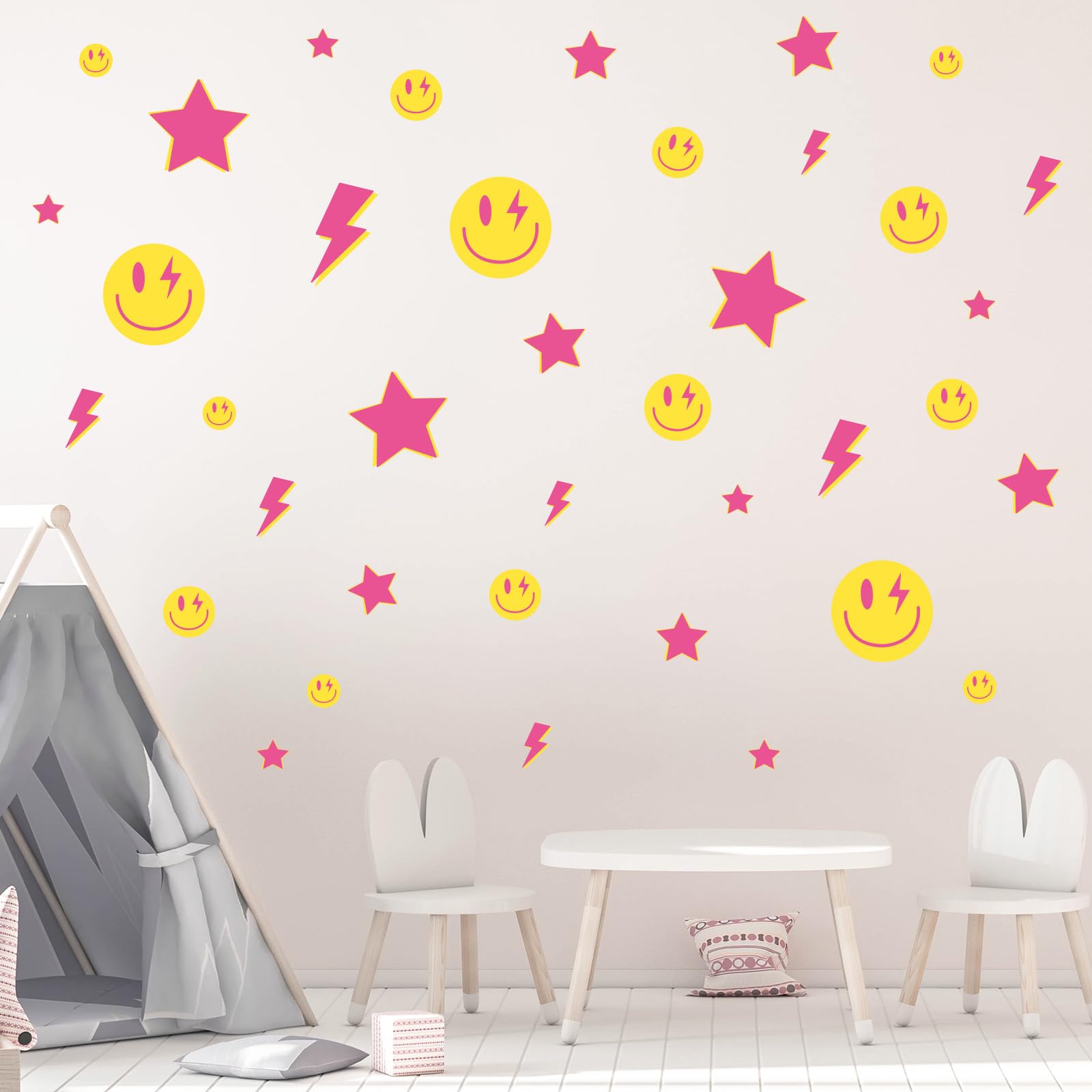 Whaline pink star wall decal adds playful nursery accents